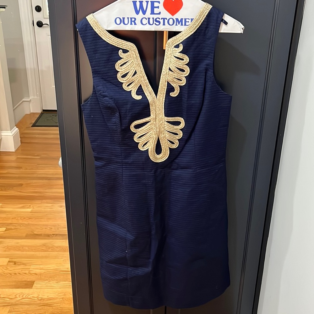 Lilly Pulitzer Navy Dress with Gold Accents